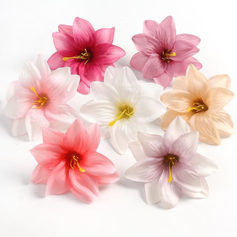5/10Pcs Artificial 9cm Silk Heads Flowers Wedding Home Room Garden Decoration Bride Lily DIY Fake Flower Scrapbook Accessories