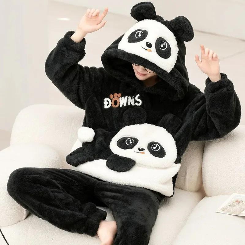 Herbst Winter Homewear Coral Fleece Herren Pyjamas Dickes Fell Flanell Cartoon Männliche Loungewear Sets Plus-Size Loungewear Anzug Pyjamas