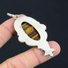Birthday Gift For Her Natural Carved Tiger Eye Pendant Flower 925 Silver