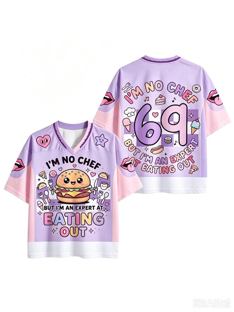 Cute and Fun Hamburgers3DPrint Quick-dry Breathable Sports Men Women Vneck Loose Tshirt Fashionable Street Y2K Parental Clothing