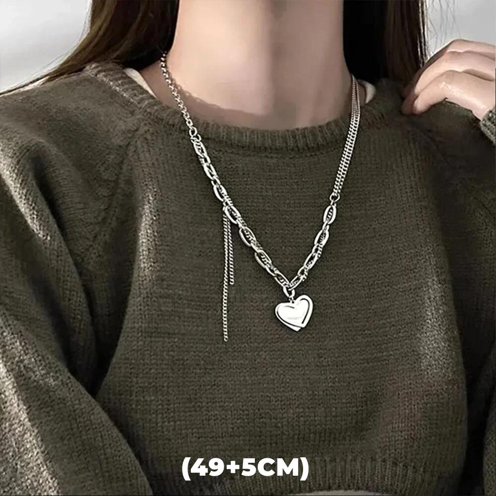 

Hip Hop Zircon Star Double Layer Necklace For Men Women Trend Charm Titanium Steel Pendant Chain Unisex Jewelry