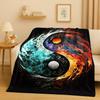 3D Yin Yang Chinese Tai Chi Eight Diagrams Natural Balance Art Flannel Blanket,Soft Plush Throw for Home Bedroom Bed Sofa Cover