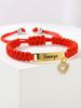 Braccialetto Personalizzato per Bambini, Ciondolo a Forma di Cuore in Acciaio Inossidabile, Catena Regolabile in Corda Rossa, Gioiello Personalizzato per Bambini Regalo per Neonato