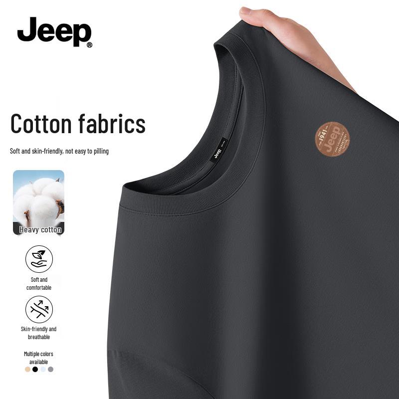 Jeep Мужская летняя свободная футболка из чистого хлопка с круглым вырезом 3XL