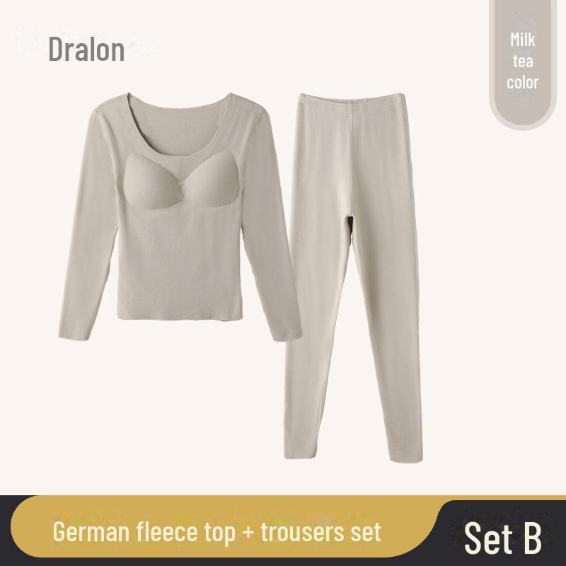 2023 Women's Seamless Autumn Thermal Set: German Velvet Warm Top & Pants