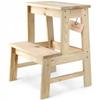 KADAX Wooden Kitchen Stool 50cm Platform With Step Solid