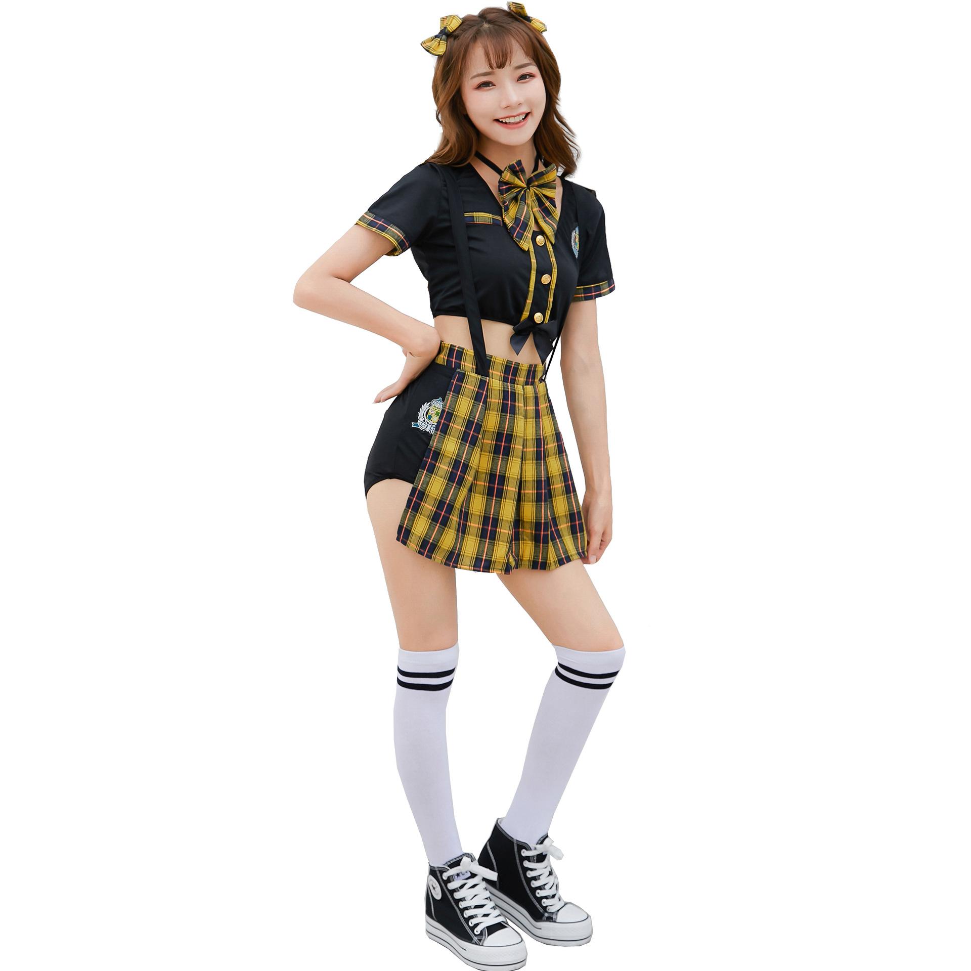 - Под-код ретро клетчатое платье для девочки-студентки костюм чирлидера новый игривый студенческий костюм M