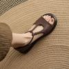 Retro New Style Open-toe Flat Sandals for Women, Soft Leather Sole, Anti-slip, Versatile and Stylish Shoes