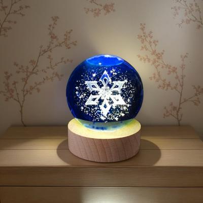 1 Stück 3D-Kristallkugel für Schneeskulptur, USB-Nachtlicht, geeignet für die Dekoration im Schlafzimmer und Wohnzimmer, für Vatertag/Mo