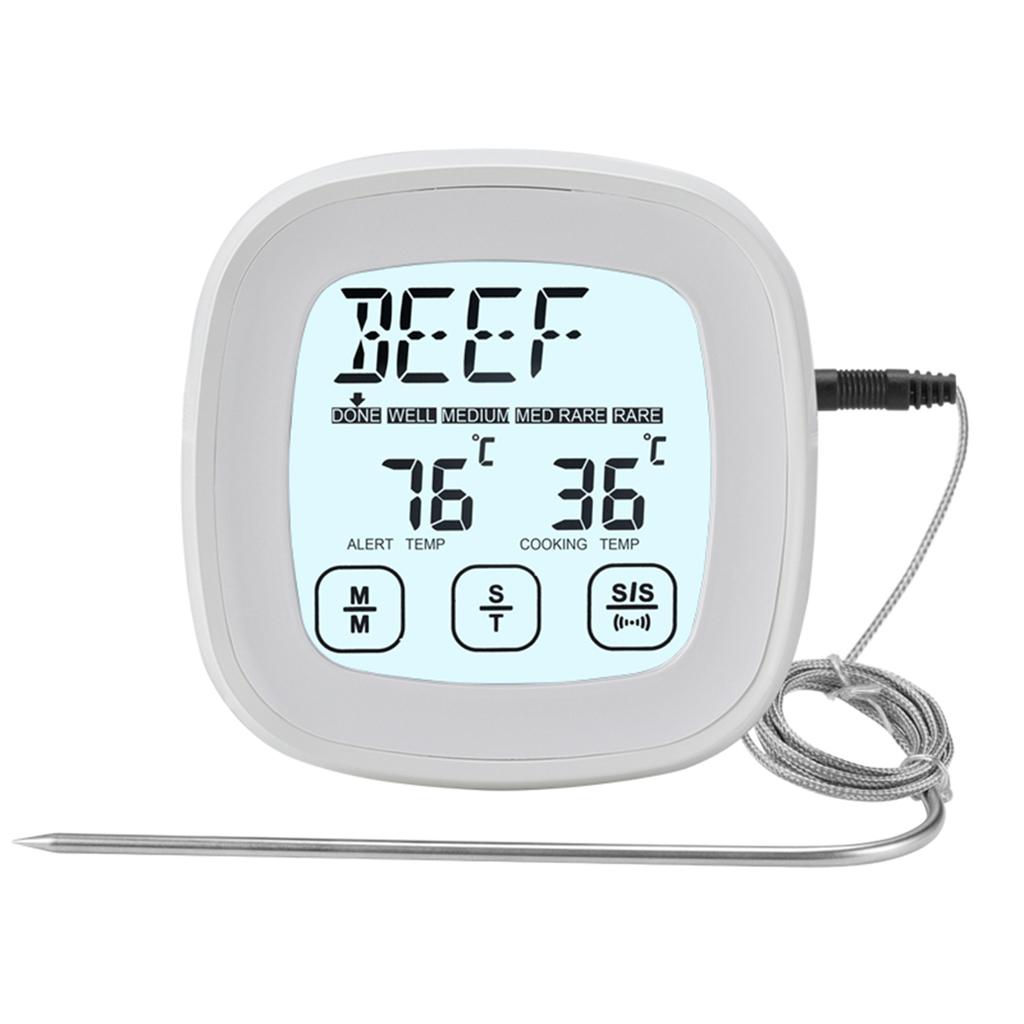Digital Food Thermometer, BBQ Grill Mt Thermometer with Timer, 9 Preset Modes, 5 Doneness Levels, Temperature Alarm, Backlight, Magnetic Base