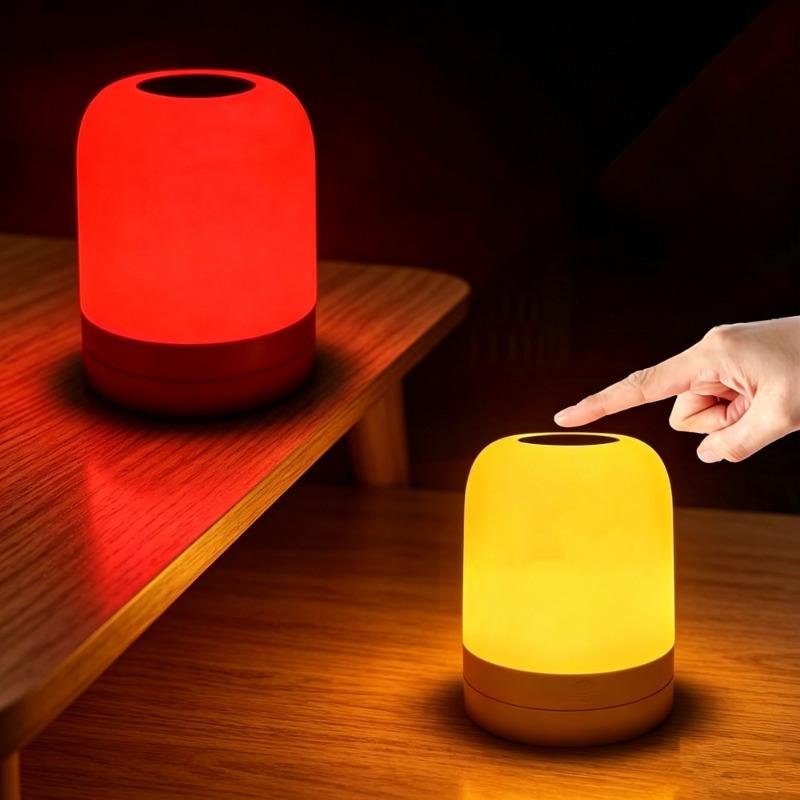 Rote Bernsteinfarbene LED-Nachtlicht Touch-Steuerung Wiederaufladbar Nachttisch-Umgebungslicht Kein Blaulicht für Schlafzimmer