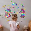 Ls13514 Laser Gradual Change Colorful Rainbow Unicorn Wall Sticker Viewing Angle Different Patterns And Colors