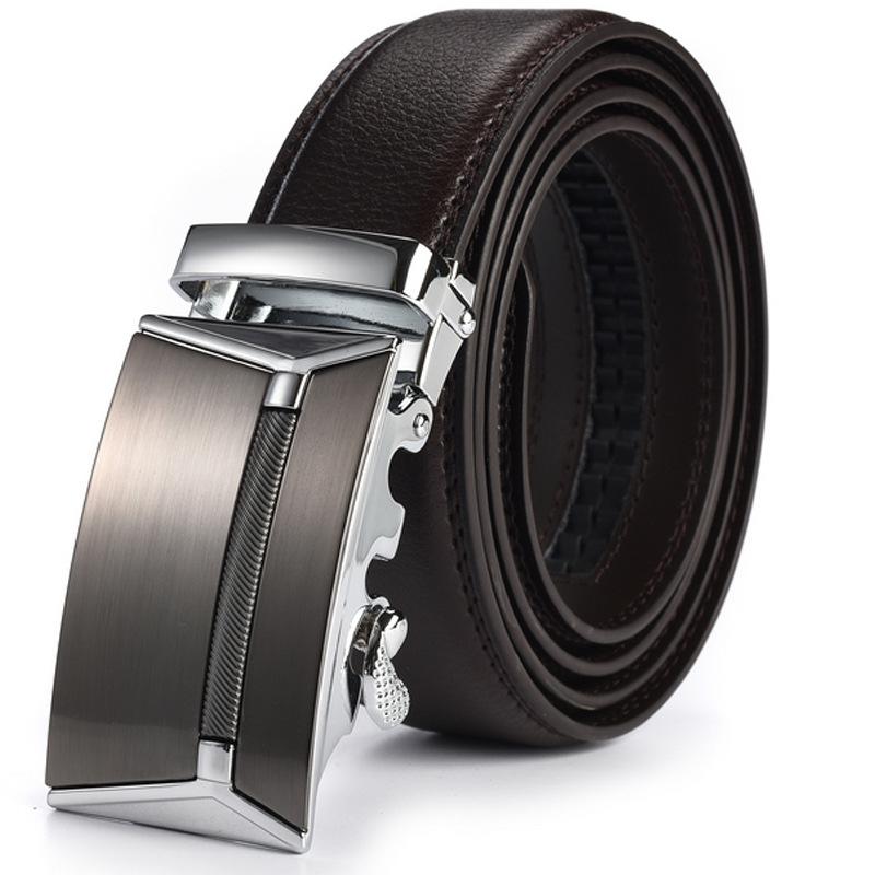 Men'S Jeans Automatic Buckle Belts Leather Belt Luxury Waistband Strap Belt Men Plus Large Size 130 140 150 160 170Cm