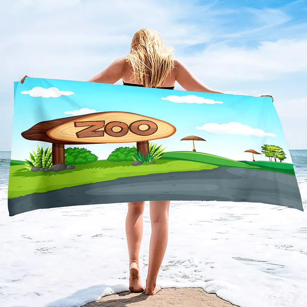 Cartoon Zoo Series Seaside Vacation Beach Towel Swimming Bath Towel Sports Towel