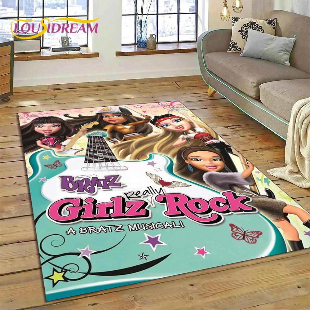 HD Cartoon Bratz Doll Cute Girls 3D Rug Carpet for Living Room Bedroom Home Decor,Floor Mat Non-slip Decoration for Sofa Doormat