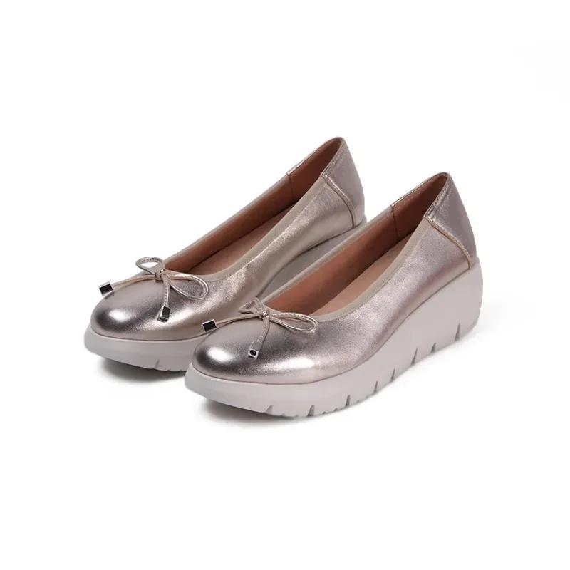 Shoes for Women 2025 New Slip on Women's  Shoes High Heels Platform Daily Pumps Women Round Toe Wedges Bow Tie Shoes Female