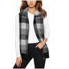 Women's Zipper Plaid Vest Sleeveless Lapel Front Cardigan Wool Sweater Autumn Fashion Plush Jacket Coat
