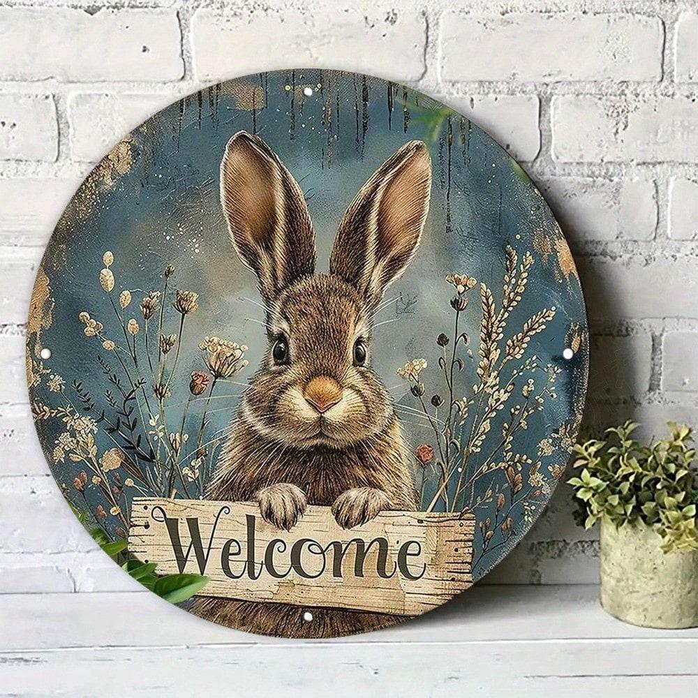 Vintage Round Metal Sign Flower Bucket Kitchen Decor Gift