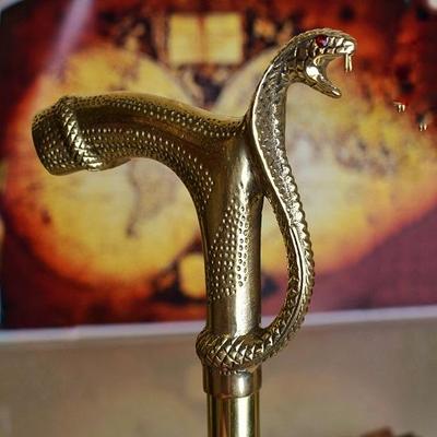 With Cane Brass Handle, Cane with Cobra Style Handle for Role Playing, and Also Durable