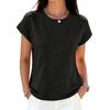 Women's Elegant Round Neck Short Sleeve T Shirt Top Casual Loose Fit Lightweight Soft Fabric Summer Wear
