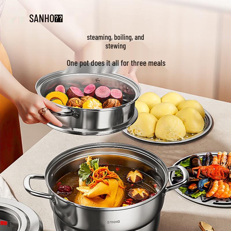 Sanhe 304 Stainless Steel 28cm Steamer Cookware Set