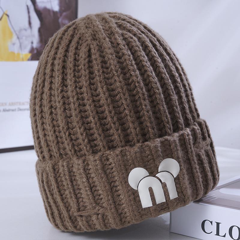 Women's Winter Warm Knitted Hat Korean Style Cute Big Head Windproof Ear Protection Wool Hat Versatile Pullover Hat
