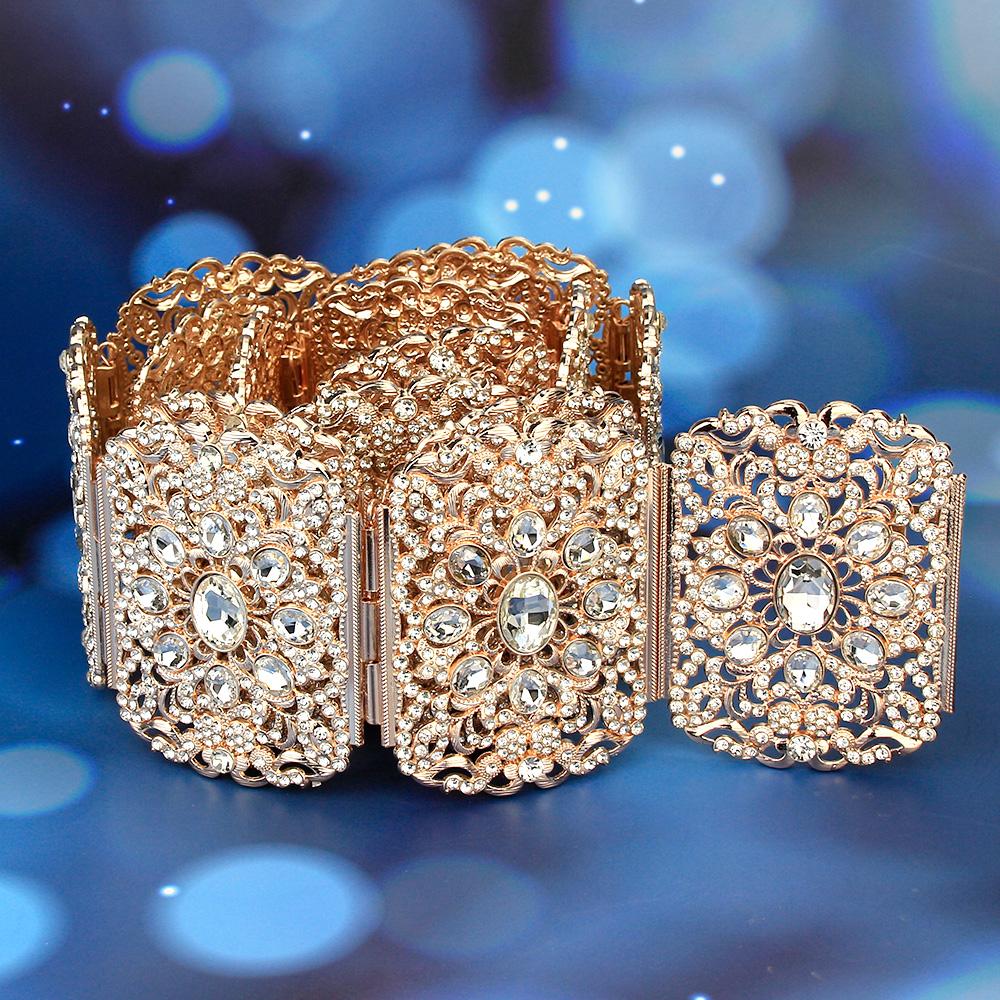 Gouden kleur grote kristallen riem dames bruiloft sieraden gewaad riem strass tailleband