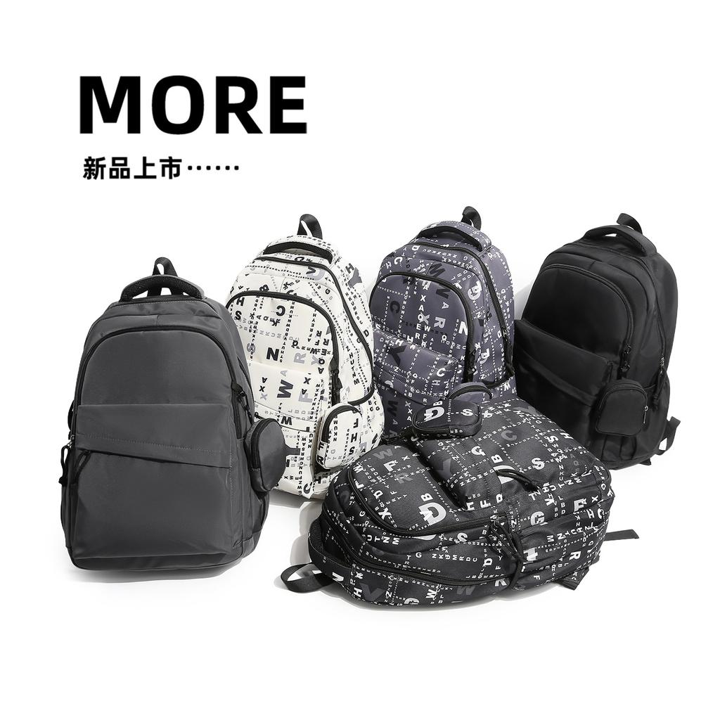 Schoolbag New Street Trendy Cool Letter Korean Version Large Capacity Backpack Boy Schoolbag Junior High School Student High School Student Computer