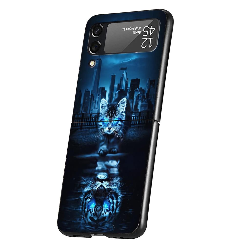 Cool Animal Big Cat Tiger Cover Phone Case For Samsung Galaxy Z Flip 7 6 5 4 3 5G Flip7 Flip6 Flip5 Flip4 Flip3 Black Fundas She