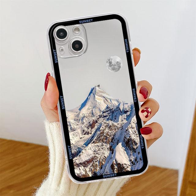 Clear Case For Apple iPhone 14 11 13 12 Pro 7 8 Plus XR X XS Max 6 6S 13Pro Silicone Phone Cover Aesthetic Snow Mountain