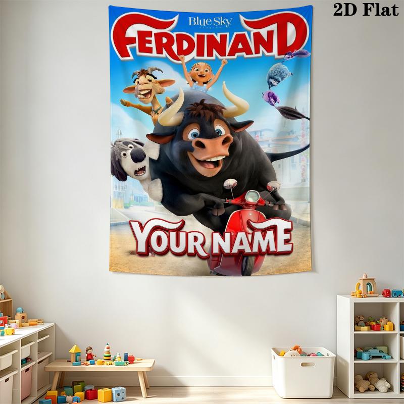 Custom Name Ferdinand Wall Tapestry Aesthetic Wall Hanging Printed Fabric Blanket Decorative Tapestries for Bedroom Living Room Home Decor