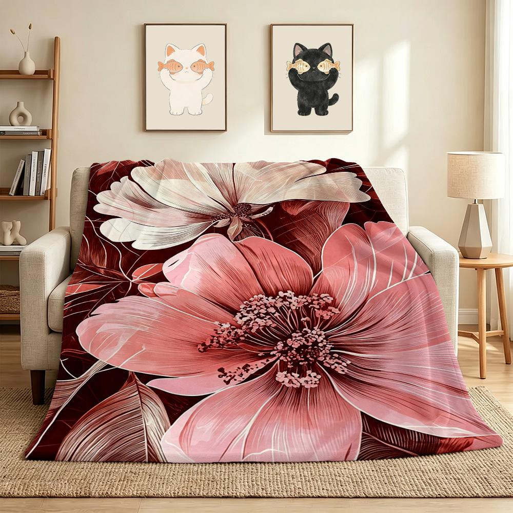 Floral Art Flannel Blanket Throw Blanket Soft Warm Sofa Bed Camping home Decor Unique Christmas Gift C9261449