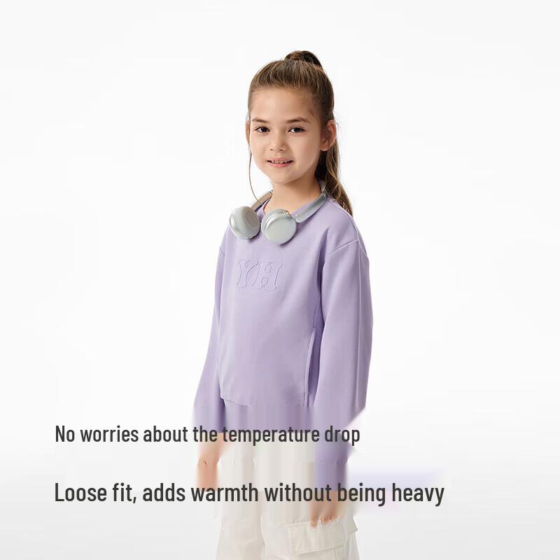 YEEHOO Girls' Solid Color Round Neck Sweatshirt