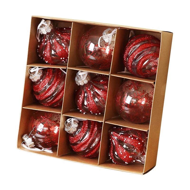 9PCS 8CM Christmas Balls Decorations Champagne White Xmas Tree Hanging Ornaments Pendant 2025 New Year Party Home Decor Navidad