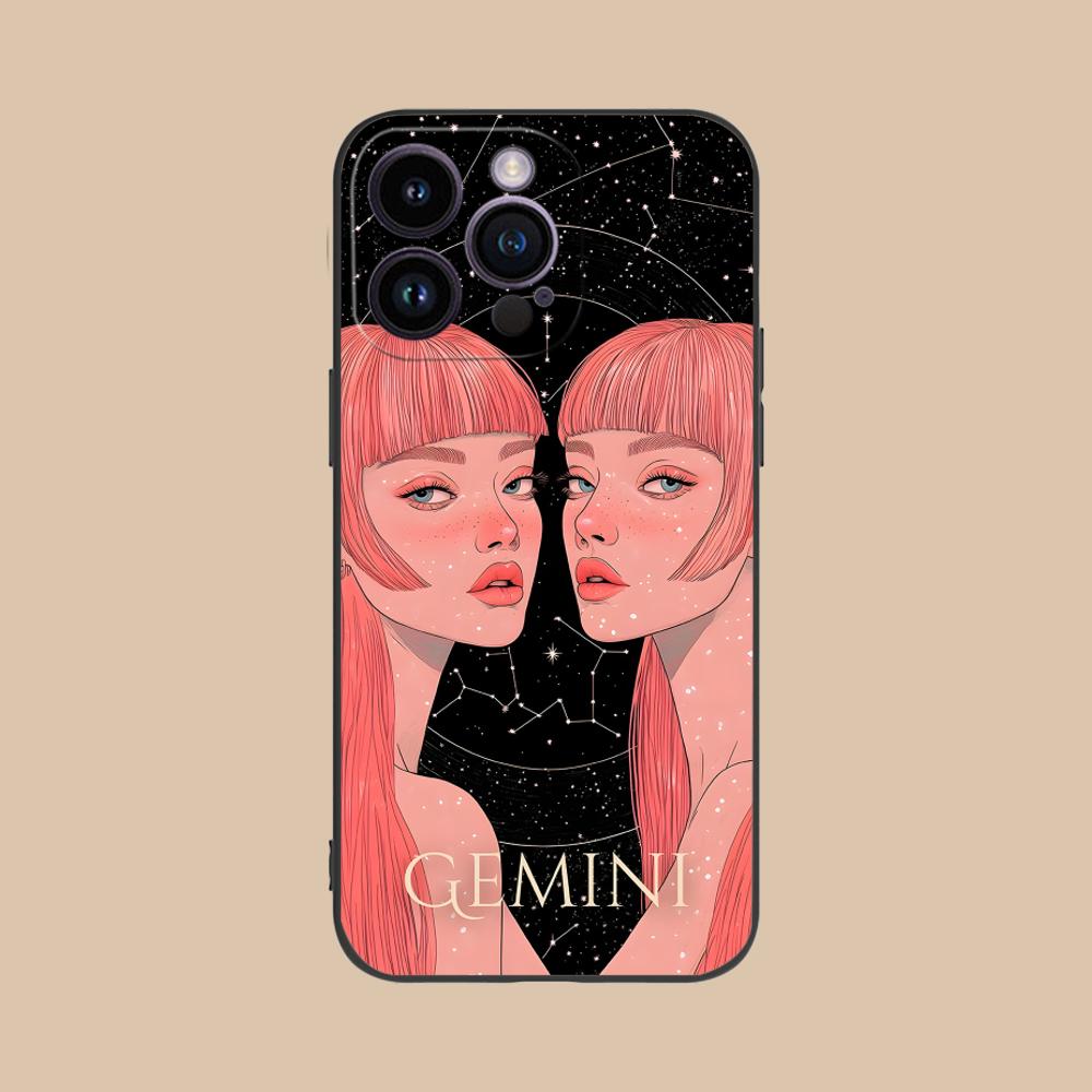 Zodiac Sign Gemini Mobile Phone Case for iPhone 17 16 15 14 13 12 11 X XR XS 8 7 Air Pro Max Plus Mini Colorful Cover Luxury