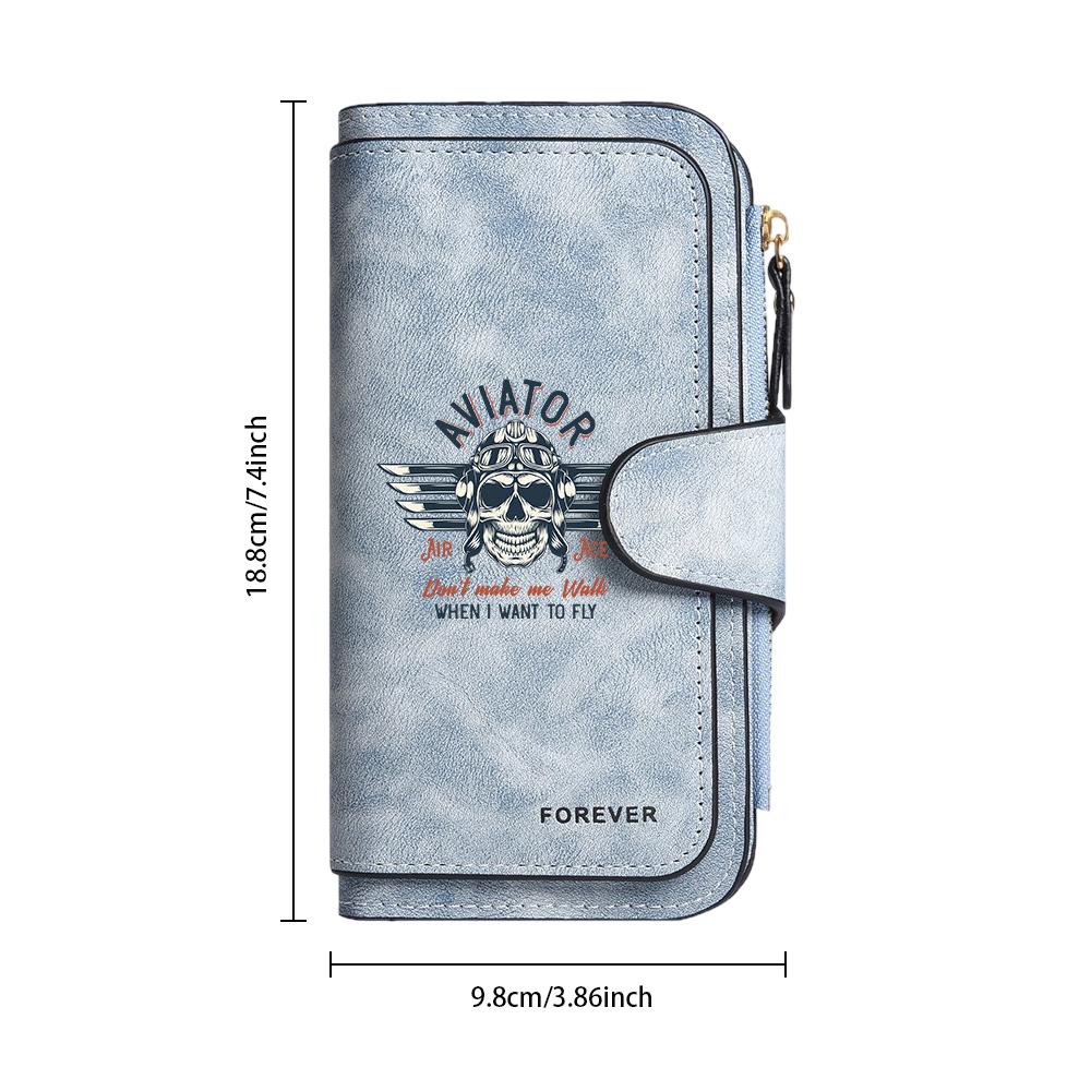 Vintage Aviator PU Leather Long Wallet Fashion Multi Card Holder Portable Large Capacity Purse