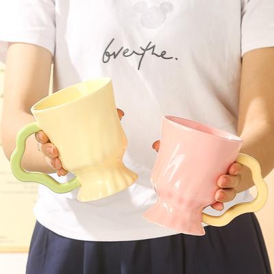 Contrast Color Ceramic Goblet Wine Glass High Looking Girls Cup Souvenir Mug Home with Water Cup Underglaze Color Men
