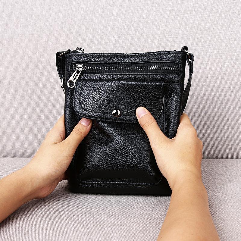 Mobile Phone Bag Female Messenger Leather Versatile First Layer Cowhide Spring And Summer Multi-Layer Small Satchel Mini Small Bag