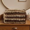 Large Capacity Plush Striped Makeup Bag Vintage Make Up Organizer  Cosmetics Storage