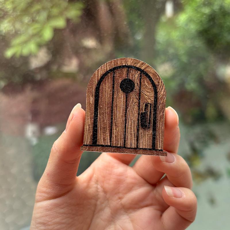 1/3/5Pcs Vintage Wooden Fantasy Mouse Door Decoration With Adhesive Tape Whimsical Living Room Ornament Cute Home Decor
