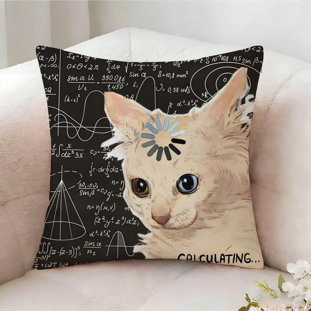 Funny Cat Thinking Network Pillow Case Pillowcase Doublesided Printed Sofa Cushion Bedroom Headboard Pillow