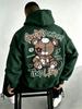 American Style Trendy Patched Stuffed Bear Sweatshirt with Back Print and Hooded Casual T-shirt for Both Men and Women