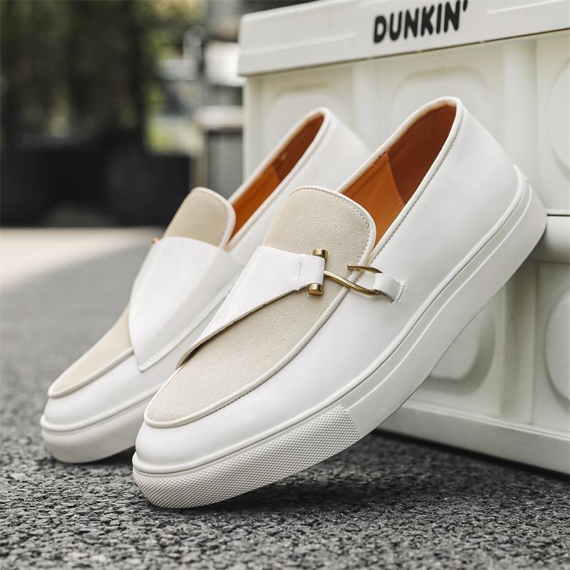 Elegantes Buckle Casual Leather Flats Slip On Office Man Formal Footwear Wedding Party Men's Dress Shoes Breath Driving Loafers