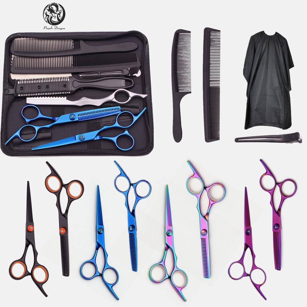 Haarschere 6" Edelstahl Haarschneideschere Friseur Ausdünnschere Haarschnitt Rasiermesser Kamm Wape Set für Friseurbedarf Dropshipping