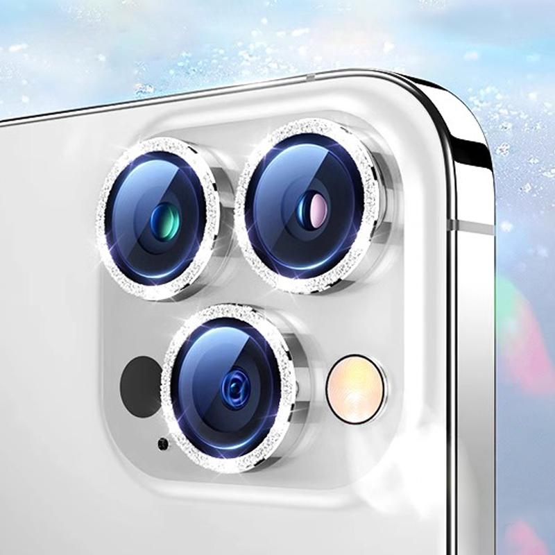 Vetro Protettivo Lente Fotocamera Diamantato di Lusso Per iPhone 16 15 14 Plus 13 12 Mini 11 Pro Max Pellicola Protettiva Lente Metallica Colorata