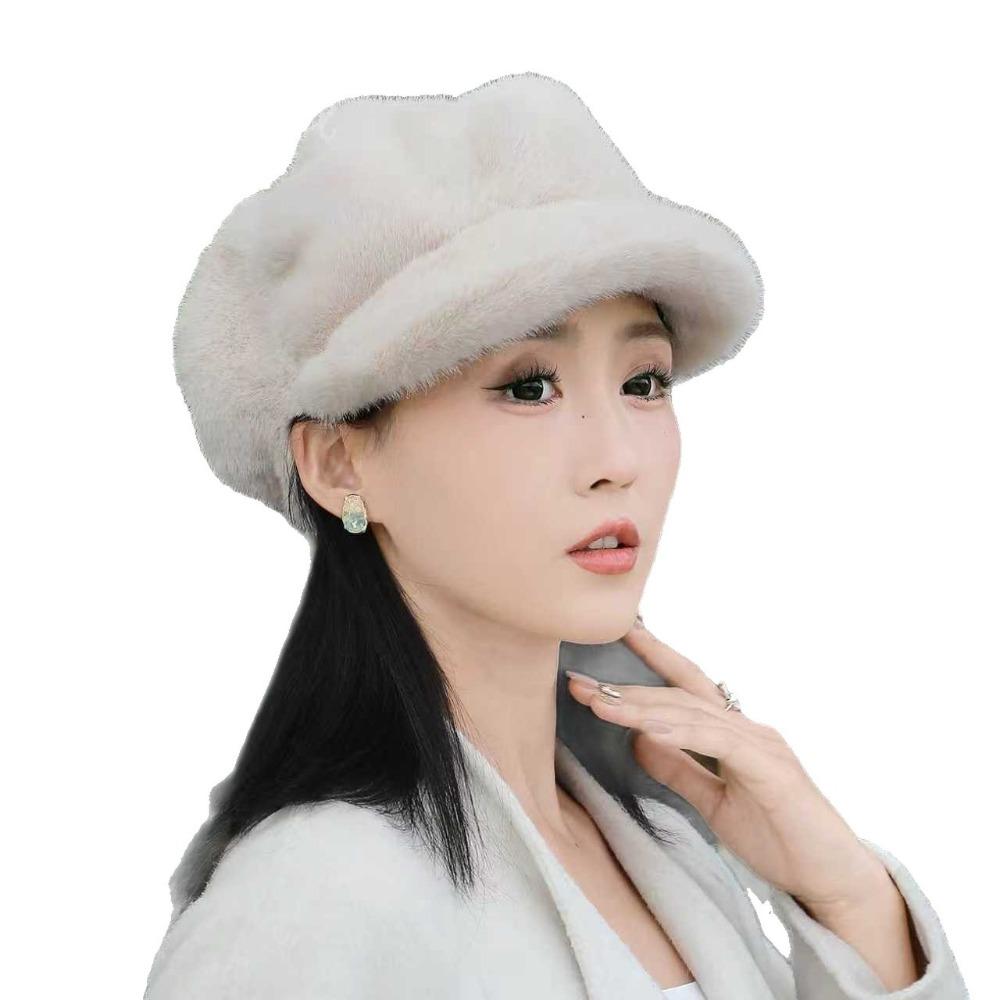 Protection From Cold Plush Thick Warm Hat Imitation Mink Winter All-match Hat Women Beret