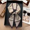 Temperament Long wide hair band, tied bag belt, double-sided silk scarf, retro literary satin streamer ins multi-functional scarf