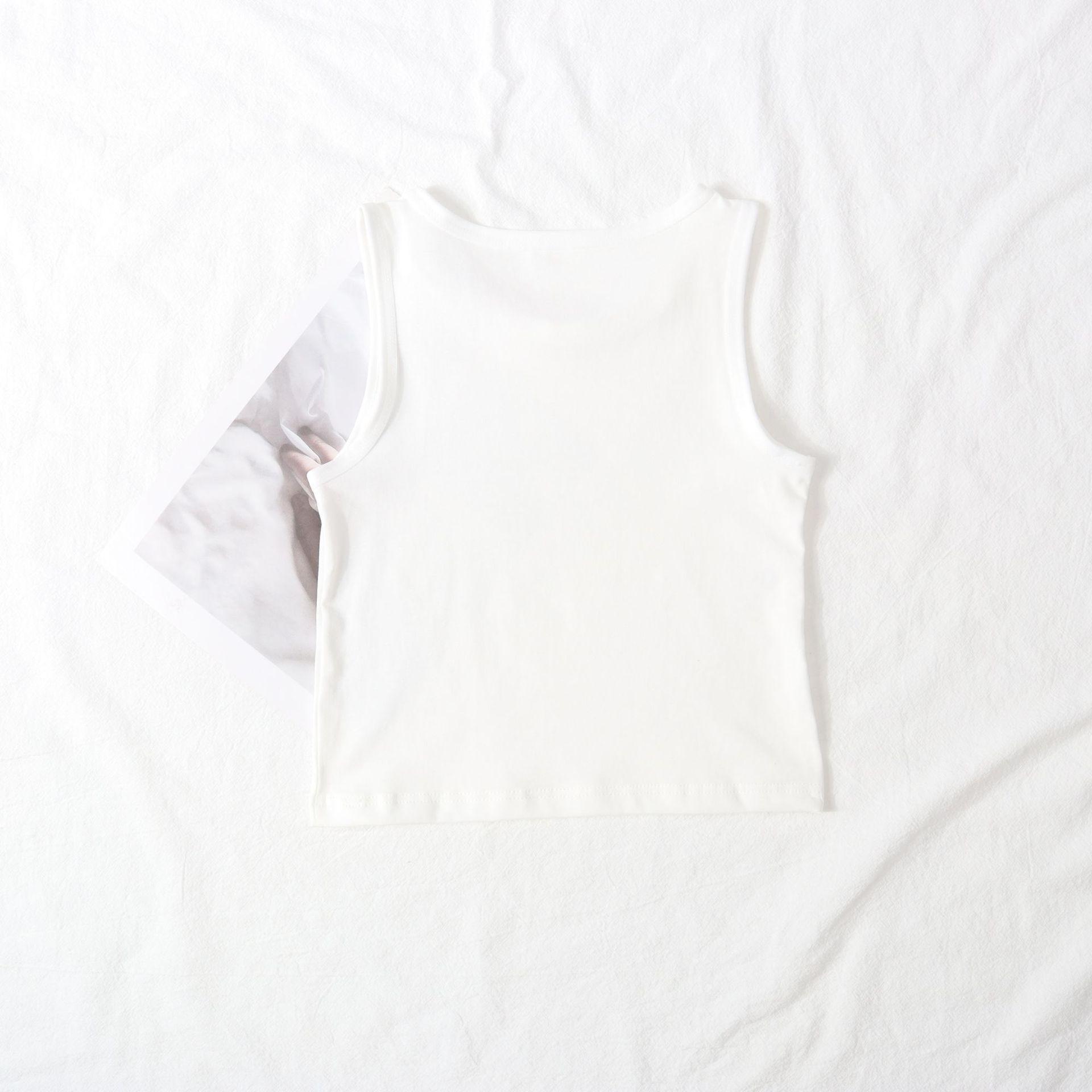 

Літня дитяча бавовняна майка: Легкий дитячий базовий шар для хлопчиків та дівчаток однотонних кольорів. L - Chest 60cm білий