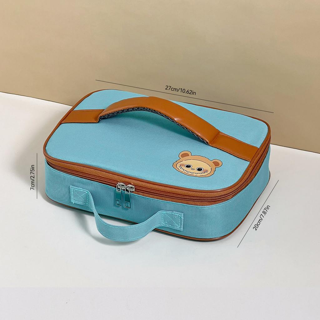 Cute Cartoon Oxford Thermal Lunch Bag Large Capacity Kids Student Bento Box Storage Bag Portable Insulated Bag Picnic Cooler Bag
