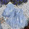 Girls' Summer Hanfu Style Vest & Pants Set - Two-Piece EXB003